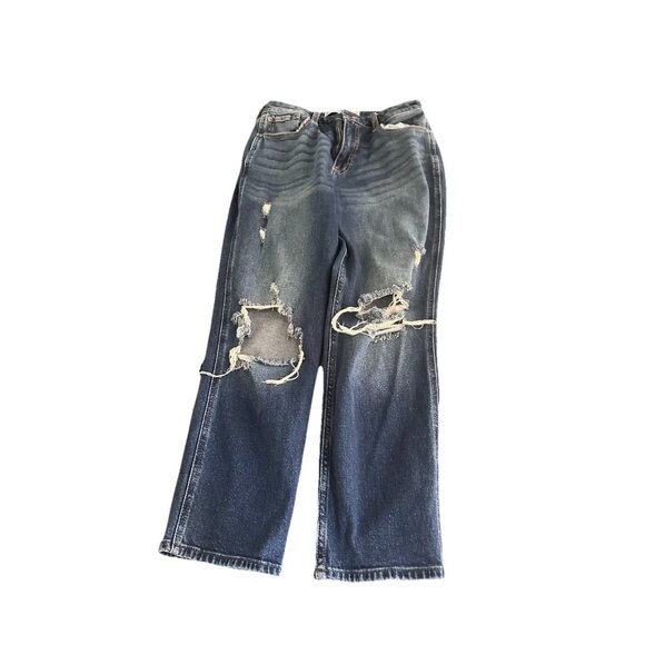 Hollister Curvy High-Rise Mom Jean Light Wash Distressed Blue Denim 29x27 - Picture 1 of 3